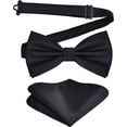 thumbnail image 1 of LAICAIW Mens Solid Color Double Fold Pre-tied Bow Tie and Pocket Square Set, 1 of 7
