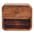 thumbnail image 2 of JERFIT Solid Wood Floating Nightstand, Wall Mount Bedside Table with Drawer & Open Shelf, Honey Caramel Brown Mango Wood, 2 of 10