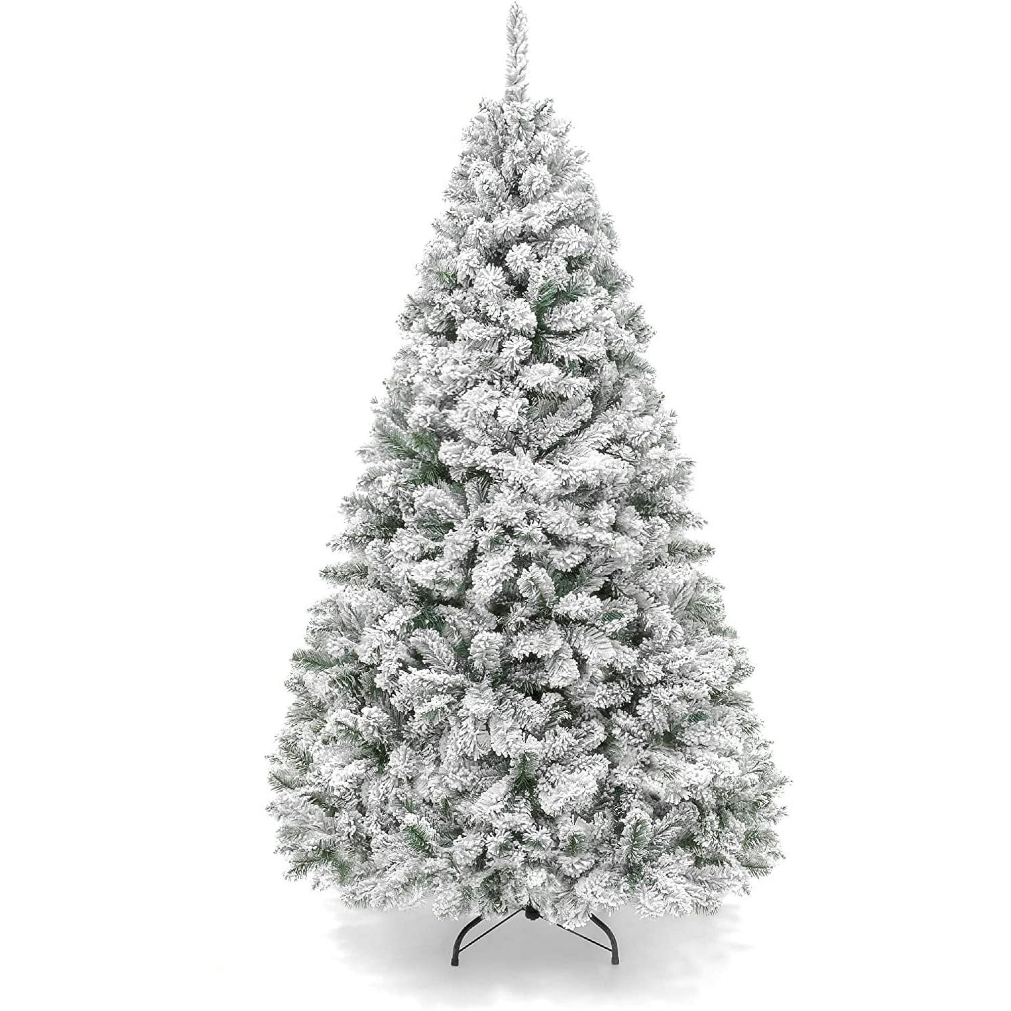 SUGIFT 6ft Snow Flocked Christmas Tree Unlit Holiday Decor