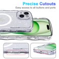 thumbnail image 3 of Magnetic For iPhone 16 Plus Phone Case,Compatible with Mag-Safe,Sparkly Bling Glitter Cute Curly Wave Transparent Cover for Women Girls,Shockproof Protective Slim Rugged Phone Case,Silver, 3 of 7
