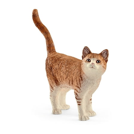 Schleich Farm World, Realistic Cute Cat Toys for Boys and Girls, Orange and White Tabby Cat Toy, Ages 3 