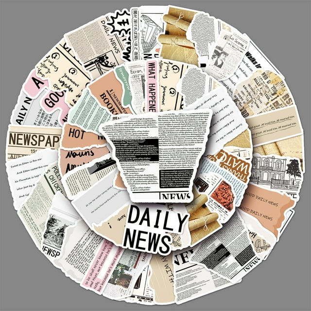 Pegatinas estéticas impermeables para ordenador portátil, pegatinas para botella de agua, pegatinas vintage para álbumes de recortes para revistas, suministros (papel prensa)