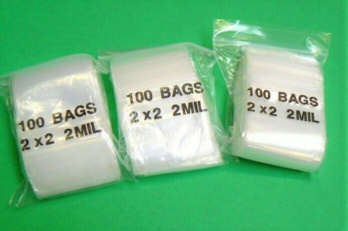 300 2x2 2MIL Reclosable Clear Zipper Plastic Bags 2" x 2" 