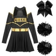 thumbnail image 5 of TiaoBug Women's School Musical Party Halloween Cheer Leader Costume Fancy Dress Uniform Outfit Black L, 5 of 7