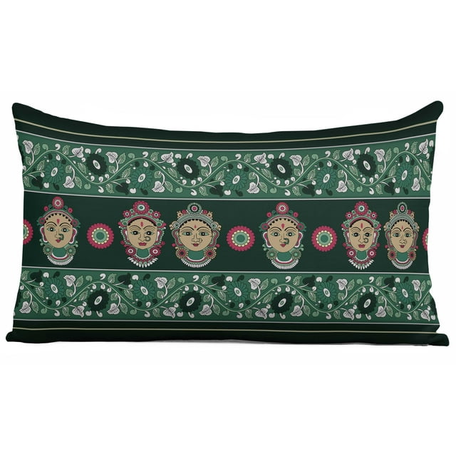 Vargottam Luxury, Printed Mint Green Theme Cushion Covers Decorative Pillow Covers Lumbar Throw Pillowcase - 24x14 Inches