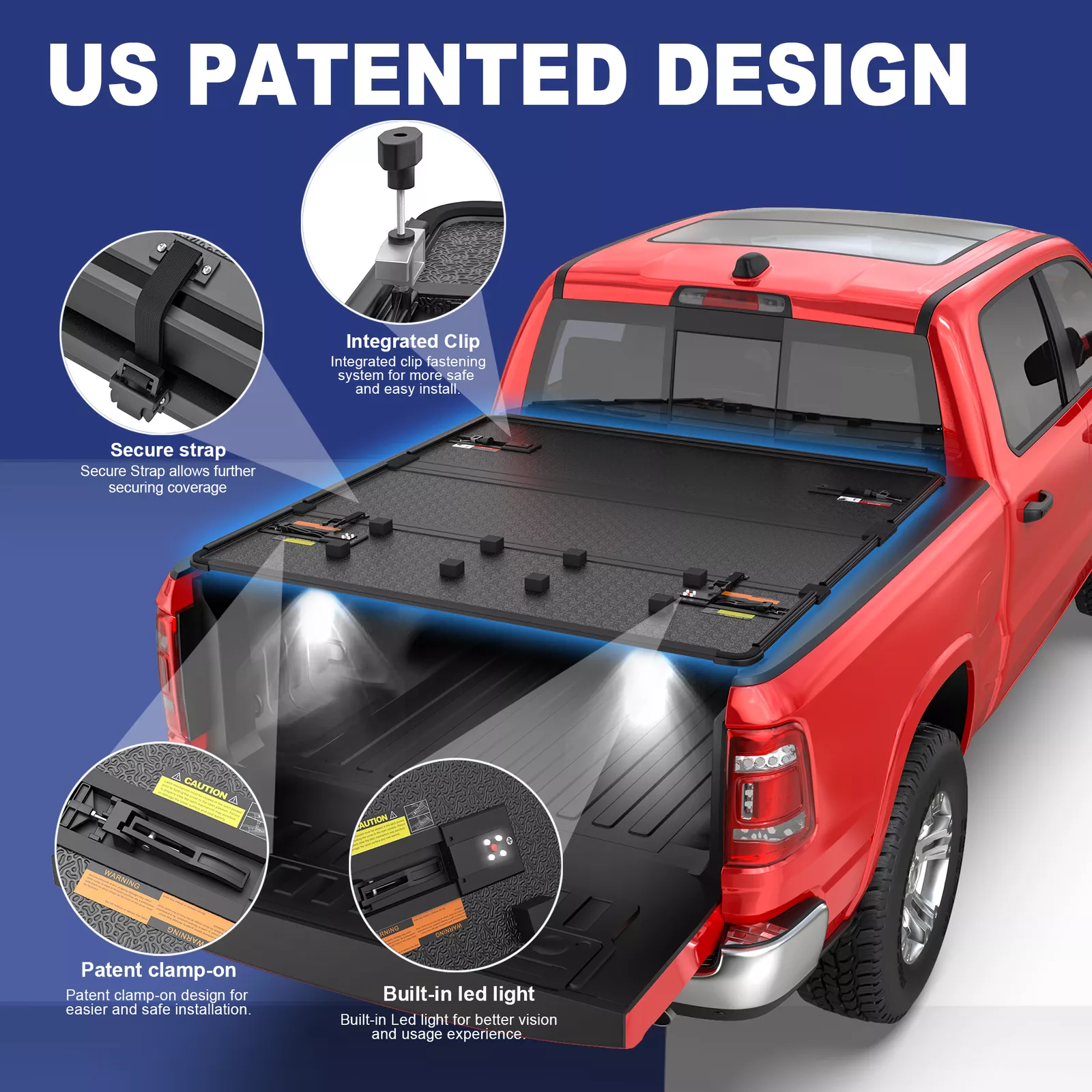 MOSTPLUS Tri-Fold 6.5FT Hard Solid Truck Bed Tonneau Cover for 2002-2026 Dodge Ram 1500