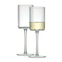 JoyJolt Elle Fluted Cylinder White Wine Glasses, Set of 2