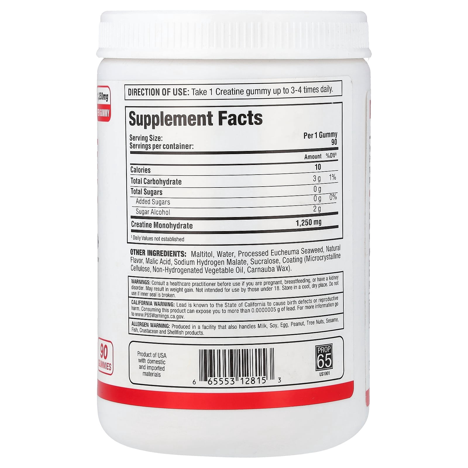 ALLMAX Creatine Gummies, Raspberry Lemonade, 1,250 mg, 90 Gummies