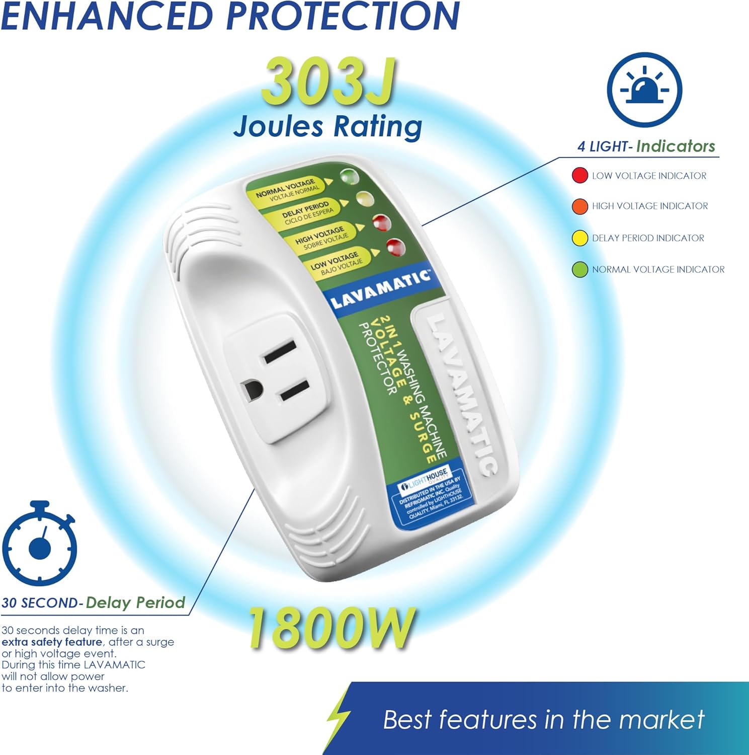 Lavamatic  Ws-10521 Electronic Surge Protector For Washing Machine - Front Top Load Washers