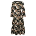 thumbnail image 4 of Abaya Dress for Elegant Women's Printed Dress Long Sleeve Robe Sun Skirt with Detachable Waist Belt, 4 of 7