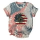 thumbnail image 2 of Blusa Informal Elegante Para Mujer, Camisetas Divertidas Y Lindas de Manga Corta Con Estampado de Bandera Del Día de La Independencia, Camiseta Teñida Anudada Odeerbi  ODB165528, 2 of 7