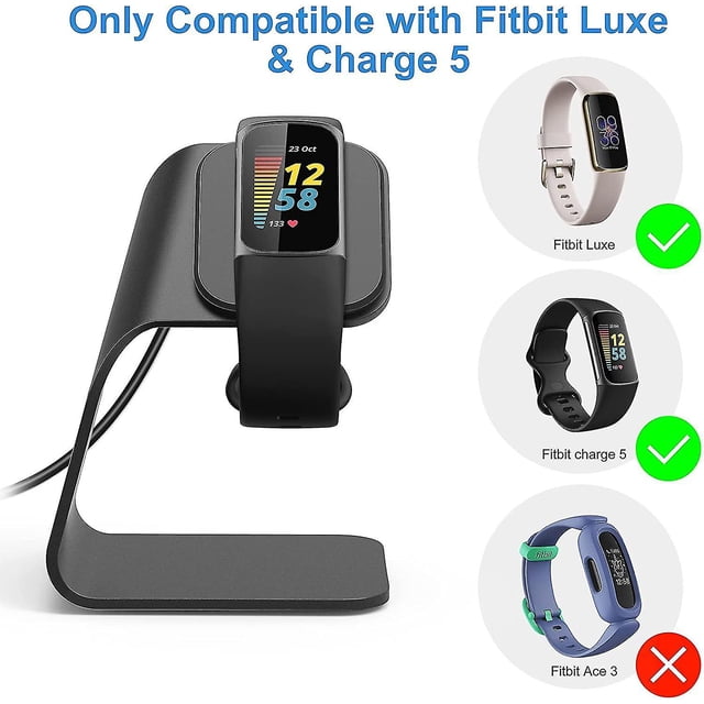 Base de carga compatible con Fitbit Charge 5 / Luxe, soporte de carga de aluminio de repuesto, base de accesorios para estación de acoplamiento con cable USB de 4,2 pies para