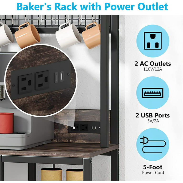TRIBESIGNS WAY TO ORIGIN Bachel Brown Baker's Rack Power Outlets 8