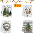 thumbnail image 2 of KOYPTL 4 Pcs Christmas Kitchen Towels and Dishcloths Winter Soft Hand Towels Absorbent Christmas Tree Reindeer Dish Towels with Gray Strips Christmas Decorations for Bathroom Home Decoe Gifts, 2 of 7