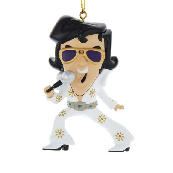 Kurt Adler Cartoon Elvis in White Jumpsuit 3.5"