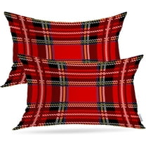 Tartan Plaid Decorative Pillow Covers, Royal Stewart Tartan Classic Red Scottish Plaid Double Sided Throw Pillow Covers Sofa Cushion Cover Lumbar 12 x 20 Inches(Set of 2)