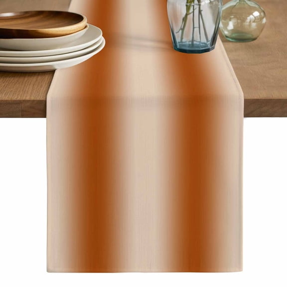 Burnt Orange Ombre Table Runner, Modern Abstract Art Farmhouse Gradient Washable Cotton Linen Table Runners 72 Inches Long, Dresser Scarf Runner for Dining/Coffee/Kitchen/TV Stands/Cabinets 13''x72''