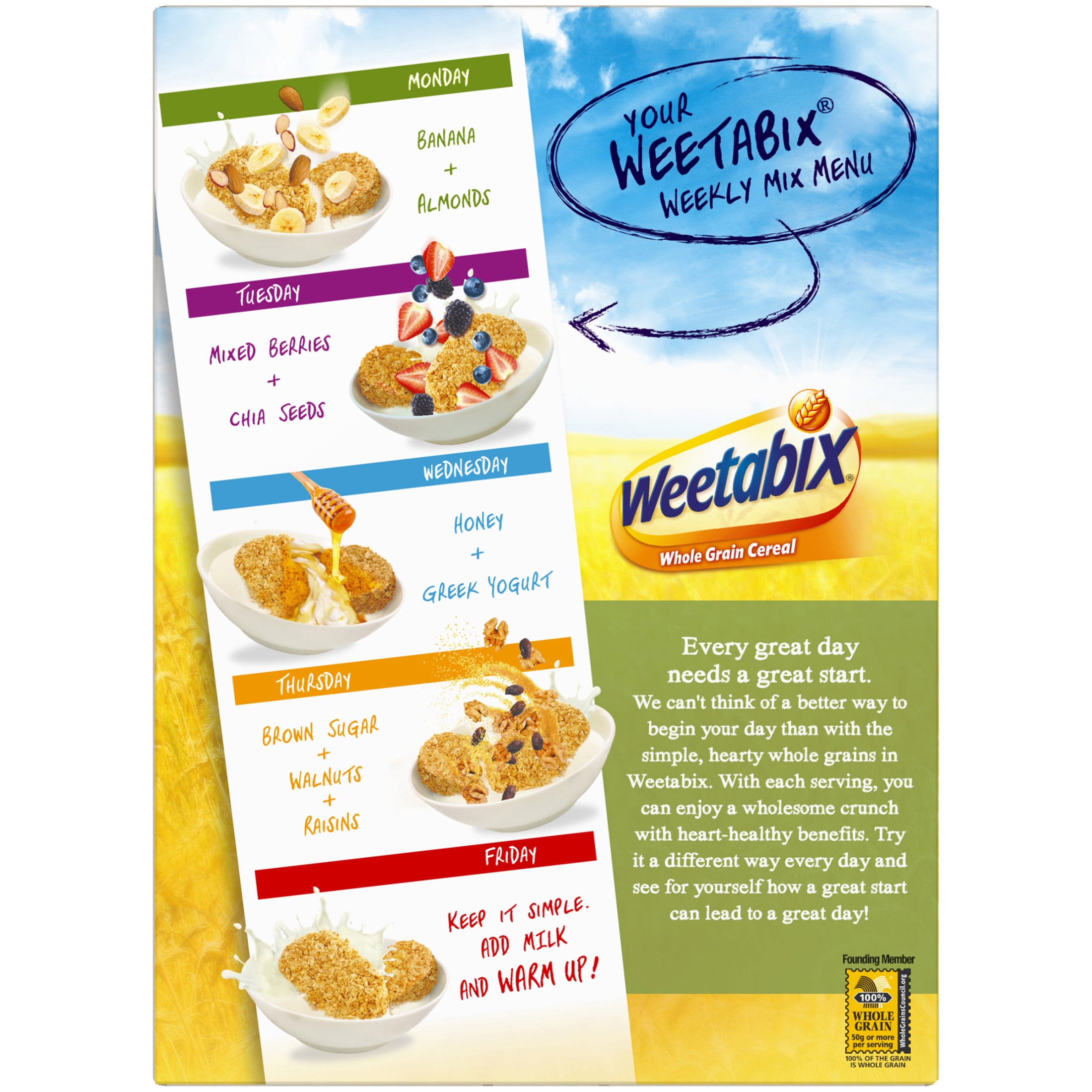 Weetabix Biscuits Whole Grain Cereal, Wheat Cereal, 14 oz Box