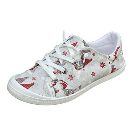 

Women Canva Shoes Fashion Printed Sneaker Lightweight Soft Platform Lace up Slip On Shoes Loafers for Jogger Sport