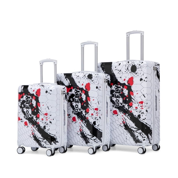 FENGFAN Black PC 3-Piece Spinner Luggage Set with Combination Lock, Single Pack