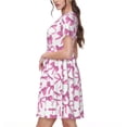 thumbnail image 2 of Fotbe Pink bows Vestido Largo de Moda para Mujer, Vestido Tipo Camiseta con Manga Corta y Estilo Casual a Rayas y Bloques de Color, 2 of 6