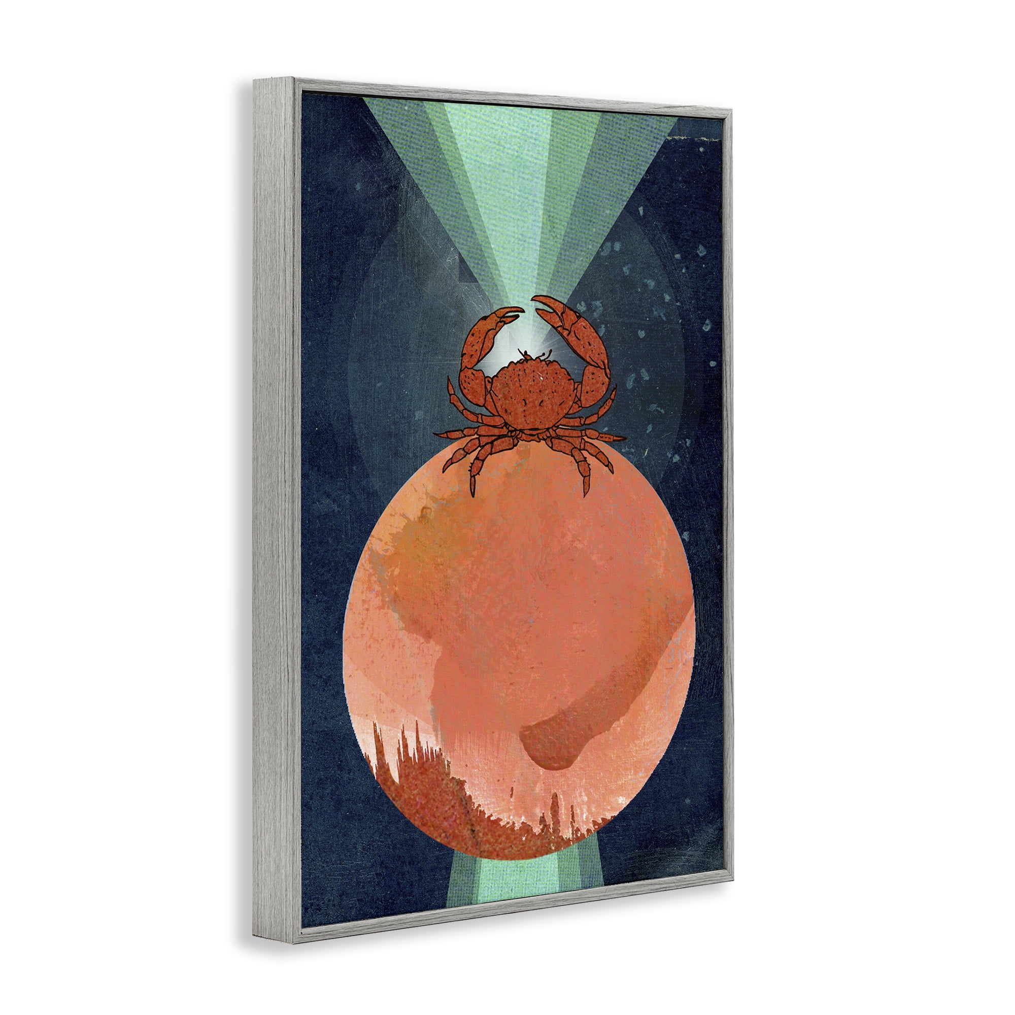 Stupell Industries Surreal Crab on Sphere Animals & Insects Painting Gray Framed Art Print Wall Art, 20 x 30