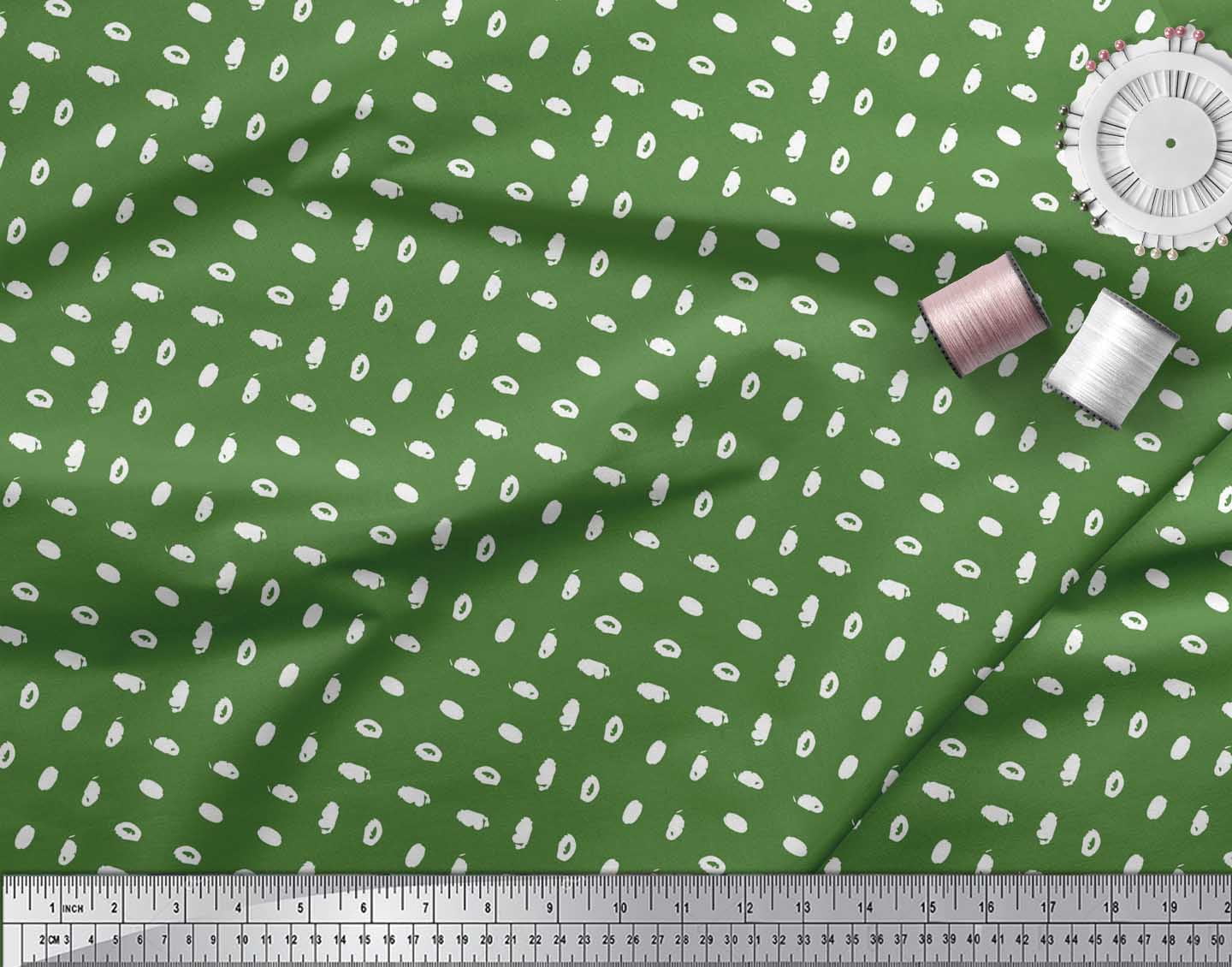 Soimoi Green Cotton Voile Fabric Brush Stroke Abstract Decor Fabric Printed Yard 56 Inch Wide