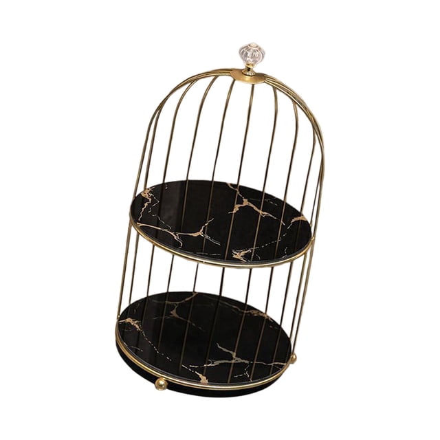Cosmetics Iron Storage Rack Jewelry Bathroom Makeup Holder Dessert Display Stand black gold 2 tier