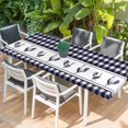 thumbnail image 2 of Farmhouse Purple Plaid Table Cloths for 8 Foot Rectangle Tables, Vintage Country Cock Checkered Patio Waterproof Elastic Fitted Tablecloths, Washable Rectangular Table Cover for Camping, 2 of 8
