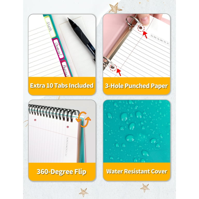 SUNEE College Ruled 5-Subject Notebook with 5 Tabs Dividers