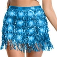 thumbnail image 4 of UQJfacai Sparkly Sequin Fringe Skirt Light Up Tassel Shorts Belly Dance Skirts Rave Festival Outfits for Women, 4 of 6