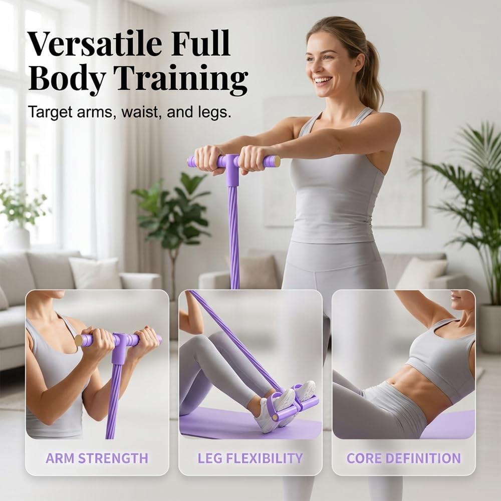 2026 Multifunction Pedal Resistance Band | Adjustable Pedal Resistance Band with Handles 8-Tube Resistance Rope Soft Foam Foot Pedal for Full Body Home Fitness Abs Arms Legs Waist Training