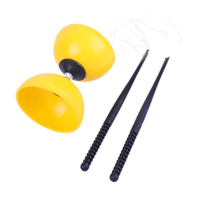 Juego de diábolo de yoyo chino con triple rodamiento, divertido, grueso, portátil, práctico y flexible. Amarillo S