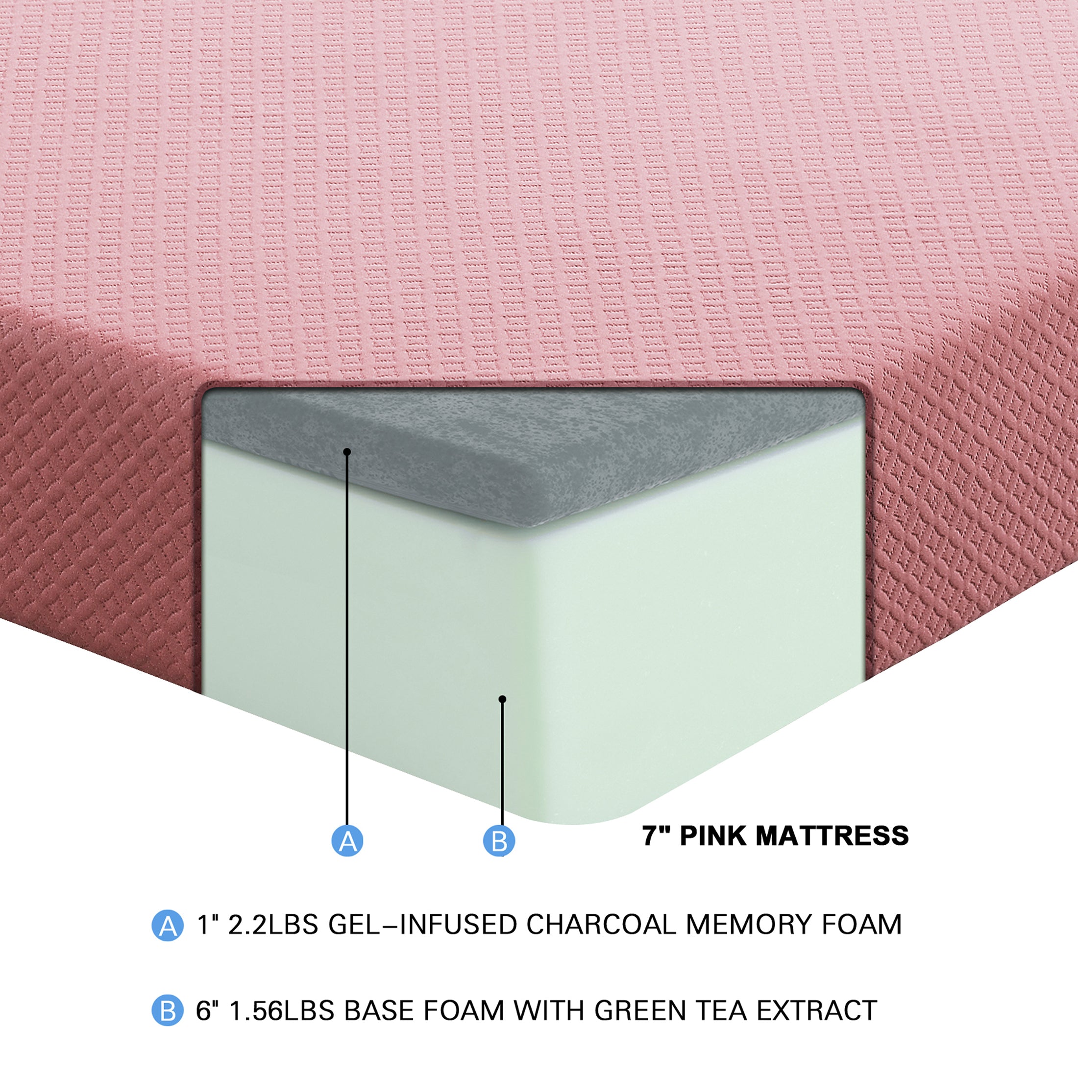 OakvillePark Roxbury Mattress Pillow Set, Twin, Pink