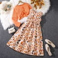 thumbnail image 2 of EnJoCho Girls Floral Print Sundress Girls Spring Summer Dress Long/Short Sleeve Floral Pleated Tunic Midi Dresses Kids Casual Elegant Outfit 8 12 Years, 2 of 9