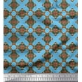 thumbnail image 1 of Soimoi Blue Rayon Crepe Fabric Stripe & Diamond Geometric Print Fabric by the Yard 46 Inch Wide, 1 of 3