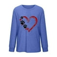 thumbnail image 4 of Trendy Sweatshirts Womens Long Sleeve Crewneck Dog Paws Love Heart Printed Pullover Tee Shirt Fall Winter Tops (L, Blue), 4 of 4