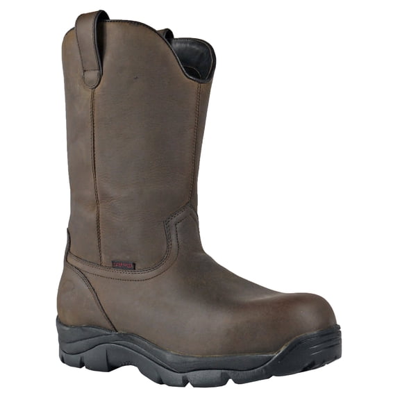 HOSS Men’s Composite Toe Waterproof Wellington Work Boot Slip Resistant EH PR Wildfire Brown