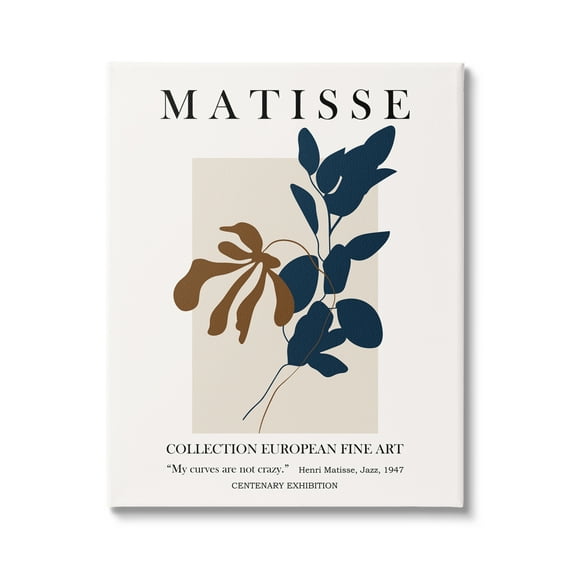 Stupell Industries Bold Modern Botanicals Leaf Silhouettes Matisse Text Canvas Wall Art, 24 x 30, Design by Ros Ruseva