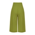 thumbnail image 6 of Fangasis Ladies Capri Pants Solid Color Palazzo Pant High Waist Bottoms Women Baggy Trousers Lounge Summer Fluorescent Green M, 6 of 8