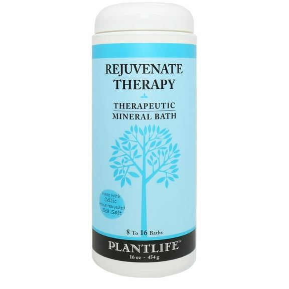 Plantlife Rejuvenate Therapeutic Mineral Bath Salt – Energizing Aromatherapy Soak with Essential Oils, 16 oz