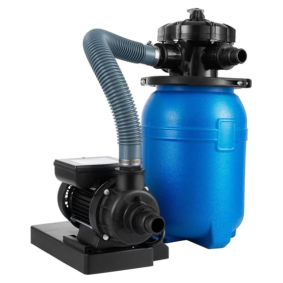 10" Sand Filter Pool Pump 2640 GPH, 1/3 HP Above Ground Pool Filter System for Up to 10000 Gallons, 5-Way Multiport Valve Blue and Black