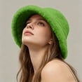 thumbnail image 5 of Chuancc Women's Faux Fur Bucket Hat - Winter Warm Plush Fisherman Cap for Cold Days Green One Size, 5 of 7