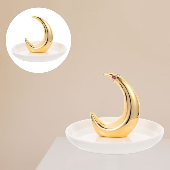YSNOOWE 1Pcs Nordic Style Moon Shape Jewelry Bowl Dish for Home Tray Use