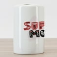 thumbnail image 3 of Mothers Day Ceramic Toothbrush Holder, Print of Super Mom Typography Along Blossoms Themed Illustration, Decorative Versatile Countertop for Bathroom, 4.5" X 2.7", Coral and Grey, 3 of 4