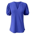 thumbnail image 3 of Women's Casual Summer V Neck Solid Color Hollow Short Sleeve Loose T Shirt Top 3x Women Shirts Exercise Tops for Women plus Size 3x for Women plus Size plus Size Shirts for Women 4x plus Size V Neck, 3 of 8