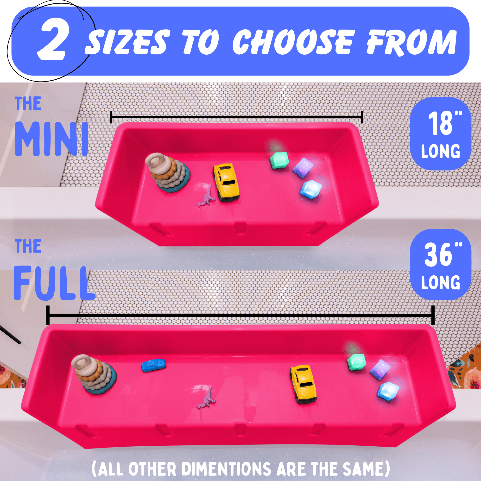 Tub Topper® - The Bathtub Splash Guard Play Shelf - Pink, Mini