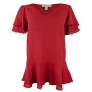 Michael Kors Women's Ruffle Rhinestone Top-RW-XS