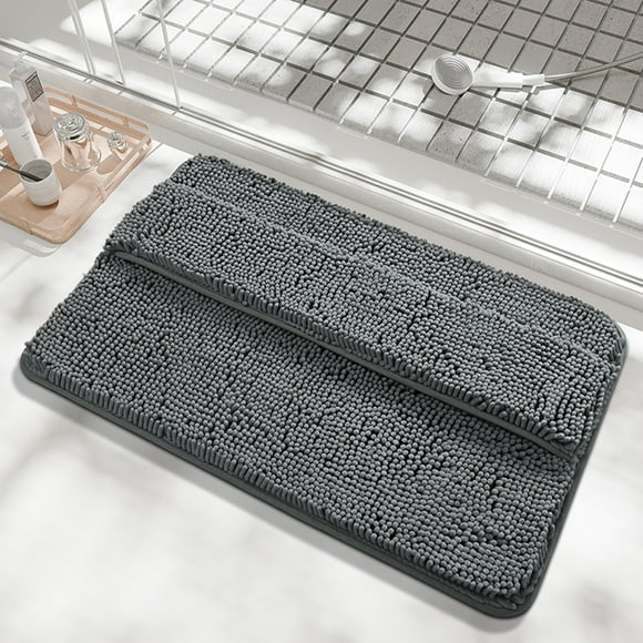 Alfombra de baño ZJT250128874, gruesa, suave, absorbente, antideslizante, con base de PVC, lavable, 40 x 60 cm, cojín de espuma de poliéster | Alfombrilla multiusos para baño, ducha, cocina y
