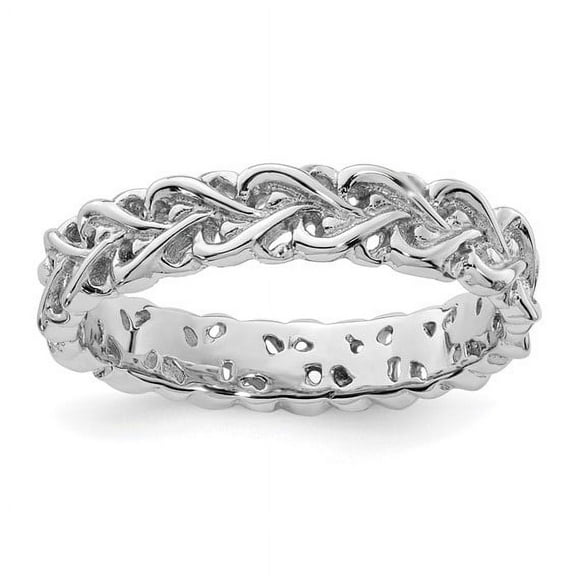 Sterling Silver Polished Intertwined Heart Ring Size-5
